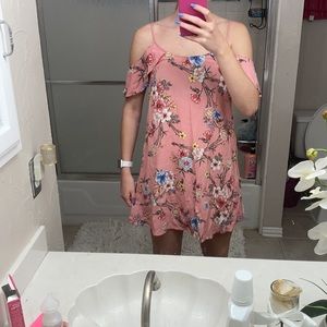 pink floral flowy dress